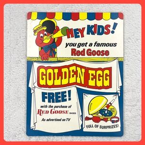 1980s Red Goose Shoes Vintage‎ Advertising Sign 13" Cardboard • Golden Egg Promo